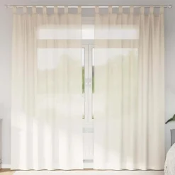 vidaXL Gordijnen van voile met lussen - Crème - 140x225 cm - Stof - 2 Stuks Online