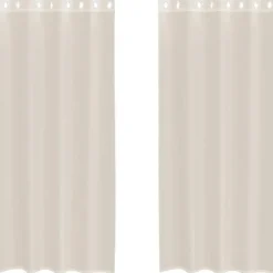 vidaXL Gordijnen van voile met ringen - Crème - 140x225 cm - Stof - 2 Stuks Online