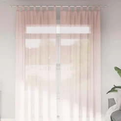 vidaXL Gordijnen van voile met lussen - Lichtroze - 140x260 cm - Stof - 2 Stuks New