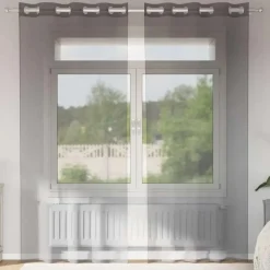 vidaXL Gordijnen van voile met ringen - Donkergrijs - 140x225 cm - Stof - 2 St. Hot