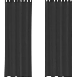 vidaXL Gordijnen van voile met ringen - Zwart - 140x300 cm - Stof - 2 Stuks Clearance