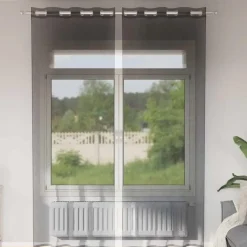 vidaXL Gordijnen van voile met ringen - Zwart - 140x300 cm - Stof - 2 Stuks Clearance