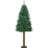 vidaXL Kerstboom met echt hout en dennenappels smal 210 cm PVC groen New