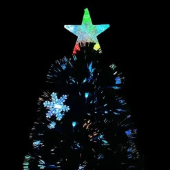 vidaXL Kerstboom met LED-sneeuwvlokken 120 cm glasvezel zwart Outlet