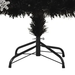 vidaXL Kerstboom met LED-sneeuwvlokken 120 cm glasvezel zwart Outlet