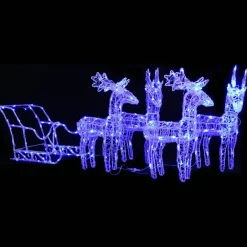 vidaXL Kerstdecoratie rendieren en slee 280x28x55 cm acryl New