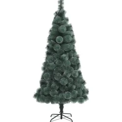 vidaXL Kunstkerstboom met standaard 210 cm PET groen Clearance