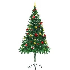vidaXL Kunstkerstboom met verlichting en kerstballen 180 cm groen Best