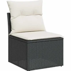 vidaXL Loungebank 2 zits met crème kussens en salontafel - Zwart 110x62x69 cm