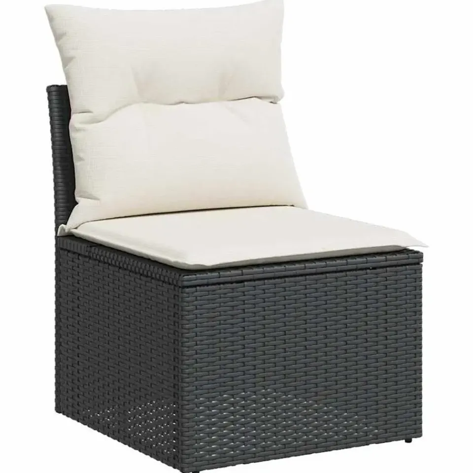 vidaXL Loungebank 2 zits met crème kussens en salontafel - Zwart 110x62x69 cm