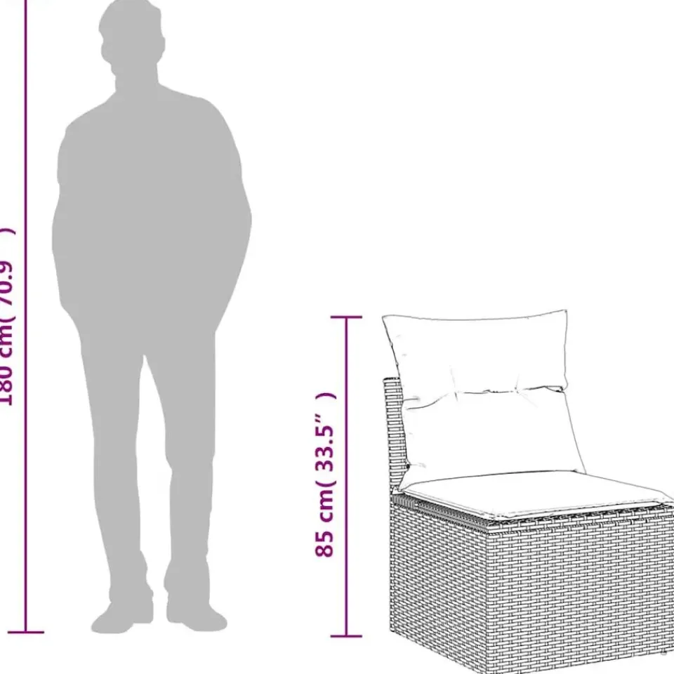 vidaXL Loungebank 2 zits met crème kussens en salontafel - Zwart 110x62x69 cm
