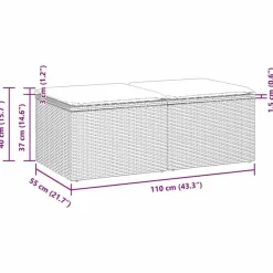 vidaXL Loungebank 2 zits met kussens poly rattan - Grijs krukken 110x55x37 cm New