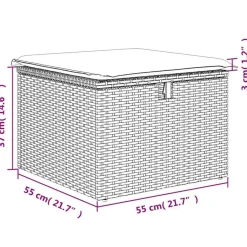 vidaXL Loungebank 2 zits met kussens poly rattan - Grijs krukken 110x55x37 cm New