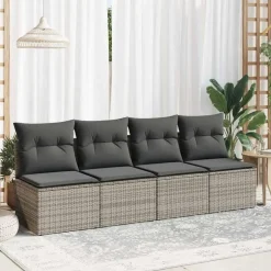 vidaXL Loungebank 2 zits met kussens poly rattan - Grijs 110x62x69 cm Sale