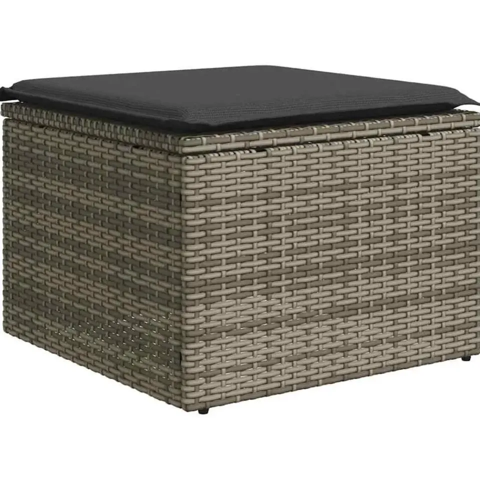 vidaXL Loungebank voor 2 met kussens poly rattan - Grijs krukken 110x55x37 cm Discount