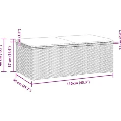 vidaXL Loungebank voor 2 met kussens poly rattan - Grijs krukken 110x55x37 cm Discount