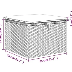 vidaXL Loungebank voor 2 met kussens poly rattan - Grijs krukken 110x55x37 cm Discount