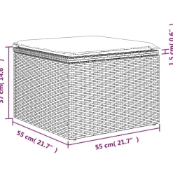 vidaXL Loungeset met 8 kussens en hout armsteun & salontafel - Grijs - 9 stuks Online