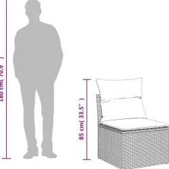 vidaXL Loungeset met 8 kussens en hout armsteun & salontafel - Grijs - 9 stuks Online