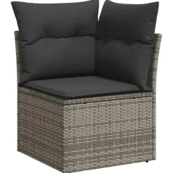 vidaXL Loungeset met 11 kussens en hout armsteun - Grijs - 10 stuks Sale