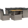 vidaXL Loungeset met kussens & verstelbaar hout tuintafel - Donkergrijs 5 stuks Discount