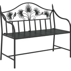 vidaXL Tuinbank met vogels en bloemen ontwerp -Zwart - Staal - 104x52.5x89 cm Online
