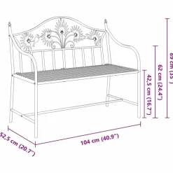 vidaXL Tuinbank met vogels en bloemen ontwerp -Zwart - Staal - 104x52.5x89 cm Online