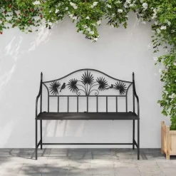 vidaXL Tuinbank met vogels en bloemen ontwerp -Zwart - Staal - 104x52.5x89 cm Online