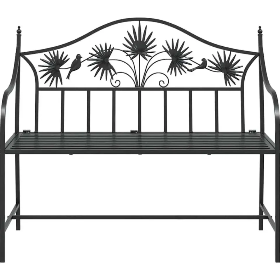 vidaXL Tuinbank met vogels en bloemen ontwerp -Zwart - Staal - 104x52.5x89 cm Online