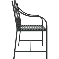 vidaXL Tuinbank met vogels en bloemen ontwerp -Zwart - Staal - 104x52.5x89 cm Online