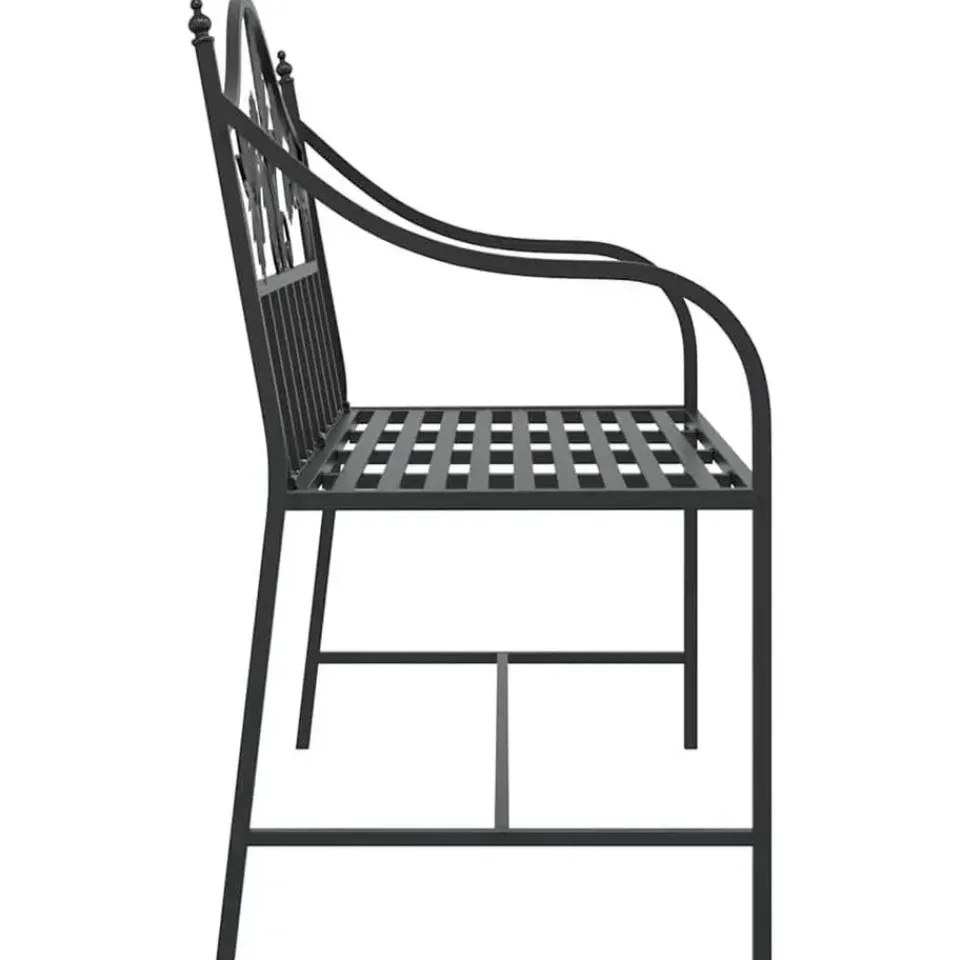 vidaXL Tuinbank met vogels en bloemen ontwerp -Zwart - Staal - 104x52.5x89 cm Online