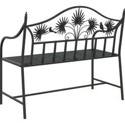 vidaXL Tuinbank met vogels en bloemen ontwerp -Zwart - Staal - 104x52.5x89 cm Online