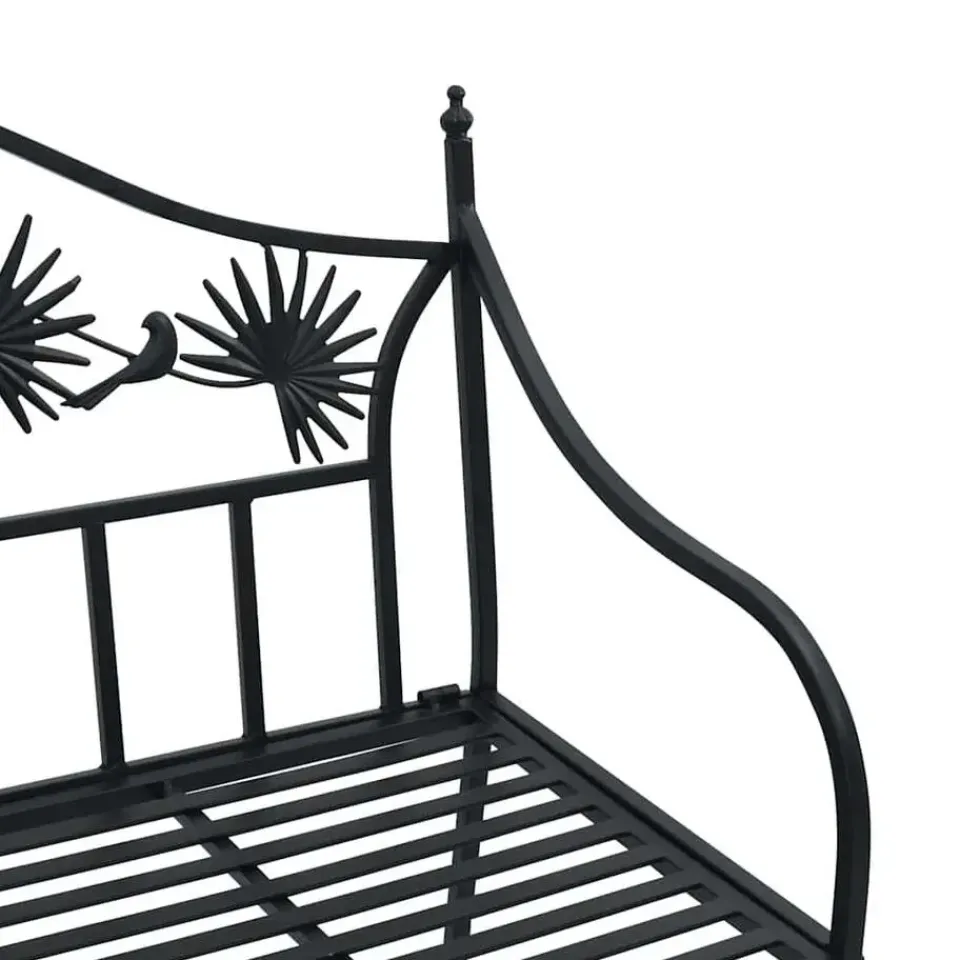 vidaXL Tuinbank met vogels en bloemen ontwerp -Zwart - Staal - 104x52.5x89 cm Online