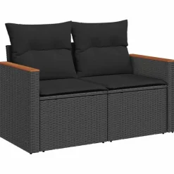vidaXL Tuinbank 2-Zits – Zwart Polyrattan – 124x62x69 cm – Weerbestendig Design Clearance