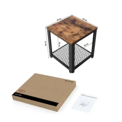 Merkloos Vierkante bijzettafel - 45x55x45 cm - vintage bruin Outlet