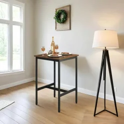 Vasagle Vierkante ontbijtbartafel met zwaar stalen frame, 60x60x90cm New