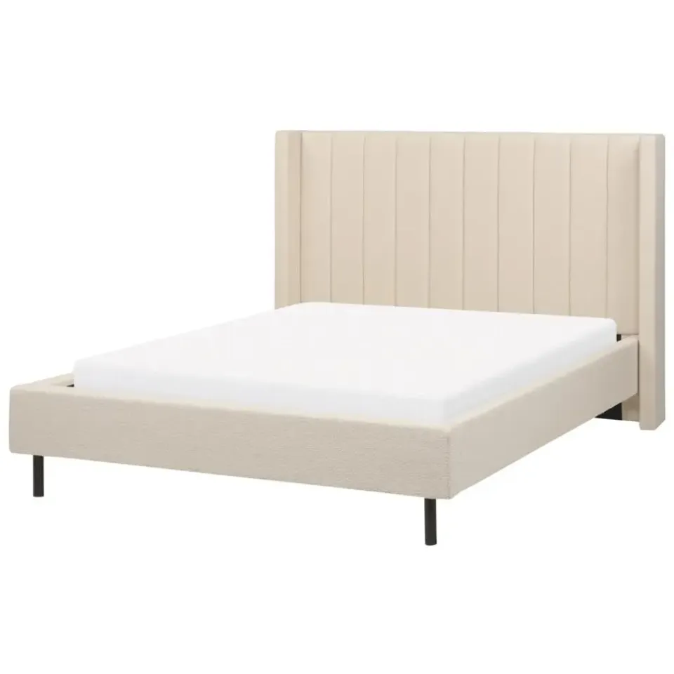 Beliani VILETTE - Tweepersoonsbed - Beige - 140 x 200 cm - Bouclé