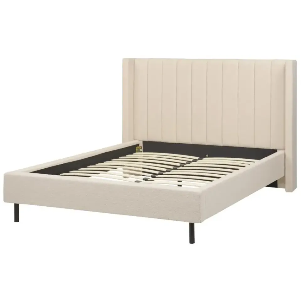 Beliani VILETTE - Tweepersoonsbed - Beige - 140 x 200 cm - Bouclé