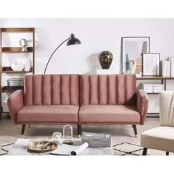 Beliani VIMMERBY - Slaapbank - Roze - Fluweel New