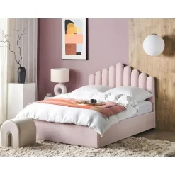 Beliani VINCENNES - Bed met opbergruimte - Roze - 140 x 200 cm - Fluweel