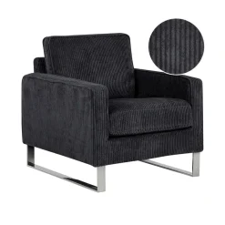 Beliani VIND - Fauteuil - Zwart - Corduroy Discount