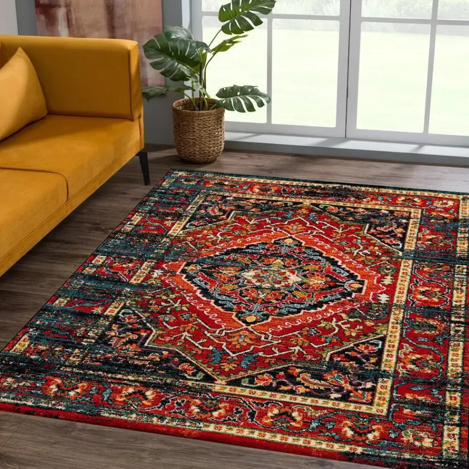 Muratap Vintage Marrakech Vloerkleed Zwart / Multi Laagpolig - 140x200 CM Hot