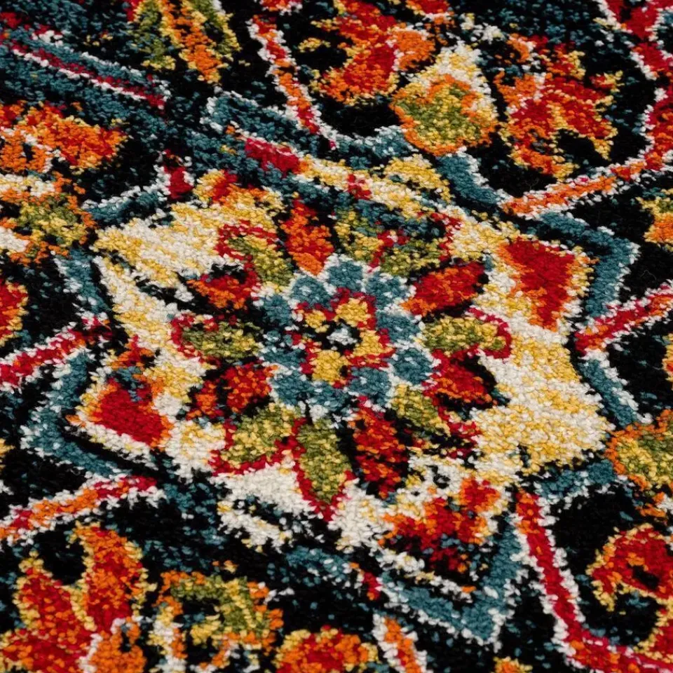 Muratap Vintage Marrakech Vloerkleed Zwart / Multi Laagpolig - 140x200 CM Hot