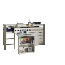 Vipack halfhoogslaper Pino met bureau en ladekast - wit - 114x105,4x209,4 cm Discount