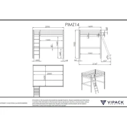 Vipack hoogslaper Pino - wit - 209x215x190 cm Hot