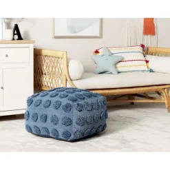 Beliani VISHVI - Poef - Blauw - Katoen Online