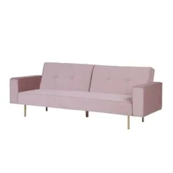 Beliani VISNES - Slaapbank 3-zits - Roze - Fluweel Clearance