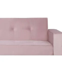Beliani VISNES - Slaapbank 3-zits - Roze - Fluweel Clearance