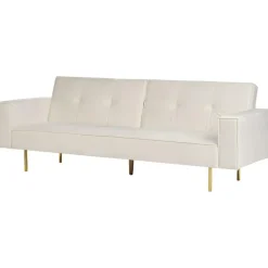 Beliani VISNES - Slaapbank 3-zits - Wit - Fluweel Online