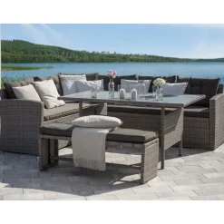 Beliani VITERBO - Loungeset voor 8 - Grijs - PE rotan Online